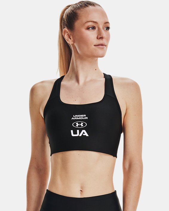 Under Armour Armour® Mid Crossback Graphic Sports Bh Dame Sort / Hvide | 65IvaOWiELC