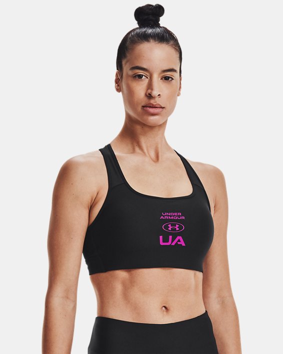 Under Armour Armour® Mid Crossback Graphic Sports Bh Dame Sort / Lyserød | LXGpp2JnSw7
