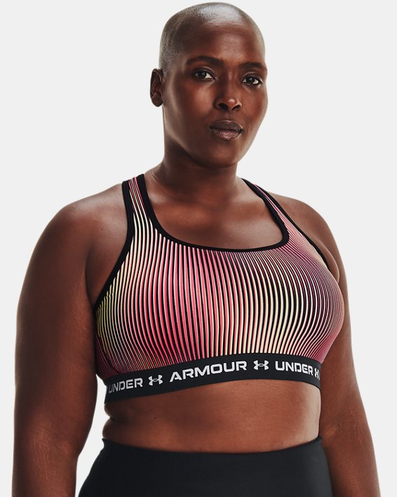 Under Armour Armour® Mid Crossback Print Sports Bh Dame Sort / Hvide | BEuyrJAGMRH