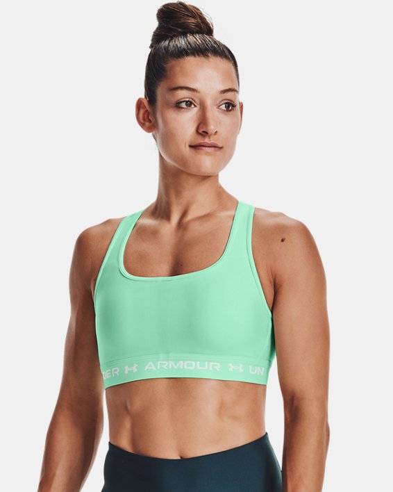 Under Armour Armour® Mid Crossback Sports Bh Dame Lyseturkis / Hvide | AN2LCccgXfI