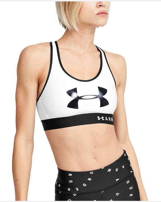 Under Armour Armour® Mid Keyhole Graphic Sports Bh Dame Hvide / Sort | 8sPOfVrkrtf