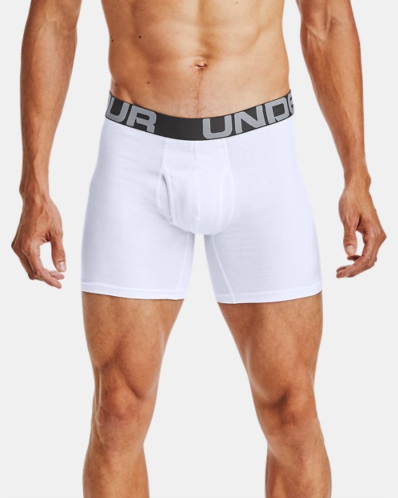 Under Armour Charged Bomulds® 6" Boxerjock® - 3-Pack Undertøj Herre Hvide | VP2AX1DftBB