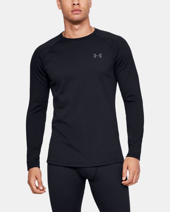 Under Armour ColdGear® Base 3.0 Crew Løbetøj Herre Sort / Grå | Xy67aGngqfj