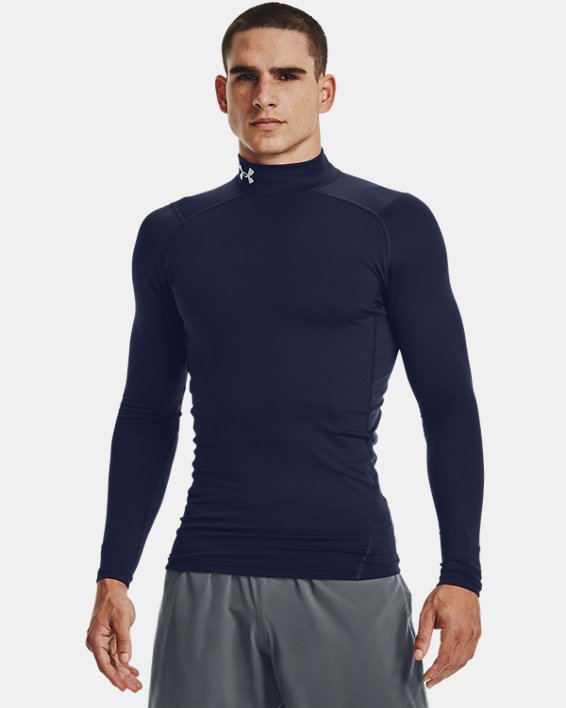 Under Armour ColdGear® Compression Mock Løbetøj Herre Mørkeblå / Hvide | hV6517WeZip
