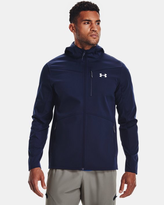 Under Armour ColdGear® Infrared Shield Hooded Jakke Herre Mørkeblå / Hvide | oMsHWkq1fBh