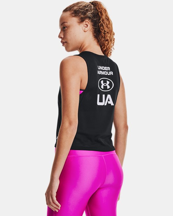 Under Armour HeatGear® Armour Muscle Mesh Løbe T-shirt Dame Sort / Hvide | Wy2JpkPAZrH