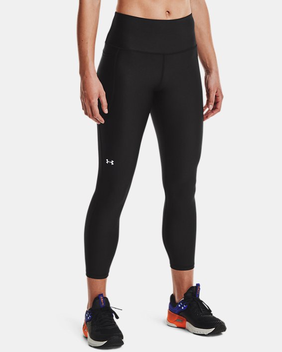 Under Armour HeatGear® Armour No-Slip Waistband Ankle Leggings Dame Sort / Hvide | DMpkWwgIUQP