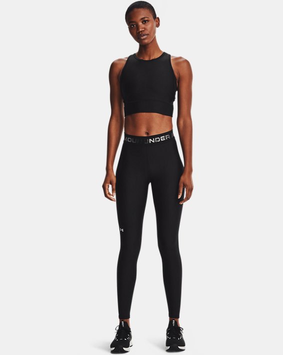 Under Armour HeatGear® Armour Wordmark Waistband Full-Length Leggings Dame Sort / Hvide | XlPAgCSqvE