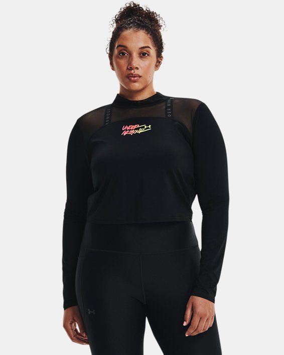 Under Armour HeatGear® Crop Mock Neck Løbetøj Dame Sort | lGnln1qOI4F