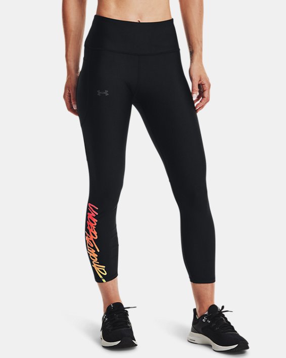 Under Armour HeatGear® No-Slip Waistband Ankle Leggings Dame Sort | m4fTeofWG5q