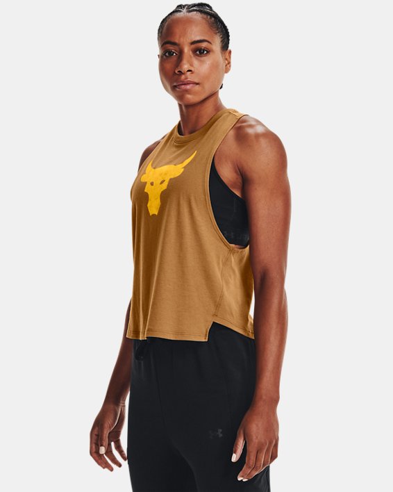 Under Armour Project Rock Bull Tank Top Dame Guld | kdzgPS1MYyB