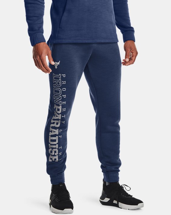 Under Armour Project Rock Charged Bomulds® Fleece Bukser Herre Indigo / Grå | 1gYCMbXP5BH