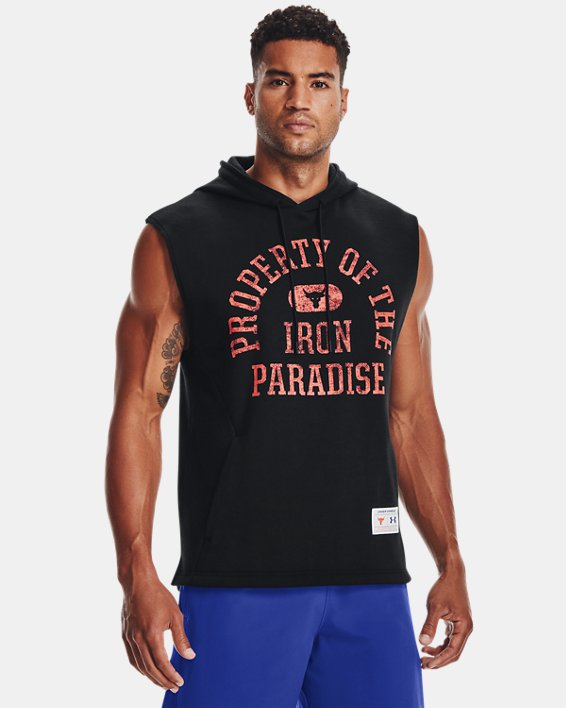Under Armour Project Rock Charged Bomulds® Fleece Uden Ærmer Hættetrøje Herre Sort / Rød | 5ngqdIuR7