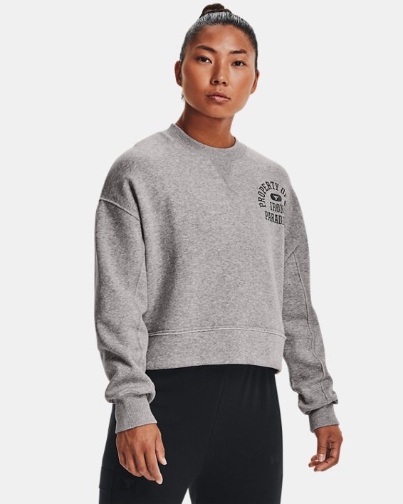 Under Armour Project Rock Fleece LC Crew Sweatshirt Dame Grå / Sort | TEVaJIBuLSx