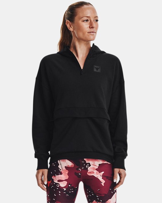 Under Armour Project Rock Fleece ¼ Zip Sweatshirt Dame Sort | ZwvpFUYE6rT
