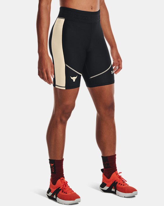 Under Armour Project Rock HeatGear® Bike Shorts Dame Sort / Hvide | zEqgsLOn2Ot