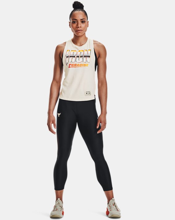 Under Armour Project Rock Iron Tank Top Dame Hvide / Sort | 4LCZXbpwasj