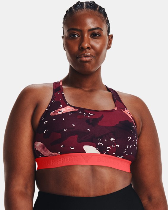 Under Armour Project Rock Printed Sports Bh Dame Rød / Rød | REVaLYt3lDE