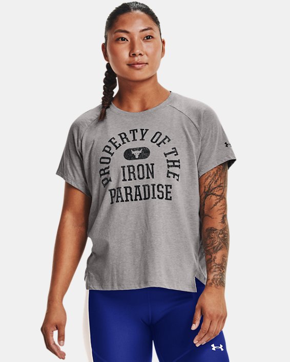 Under Armour Project Rock Property Of Løbe T-shirt Dame Grå Sort | tQXtYny1EQi