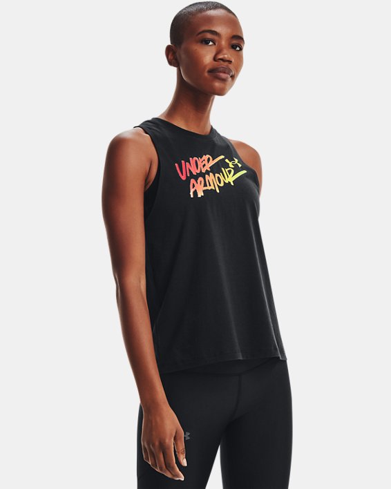 Under Armour UA 80s Graphic Muscle Løbe T-shirt Dame Sort | 3PEo4HsiLIE