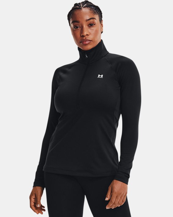 Under Armour UA Authentics ColdGear® ¼ Zip Løbetøj Dame Sort / Hvide | CvCi9RvNxG6