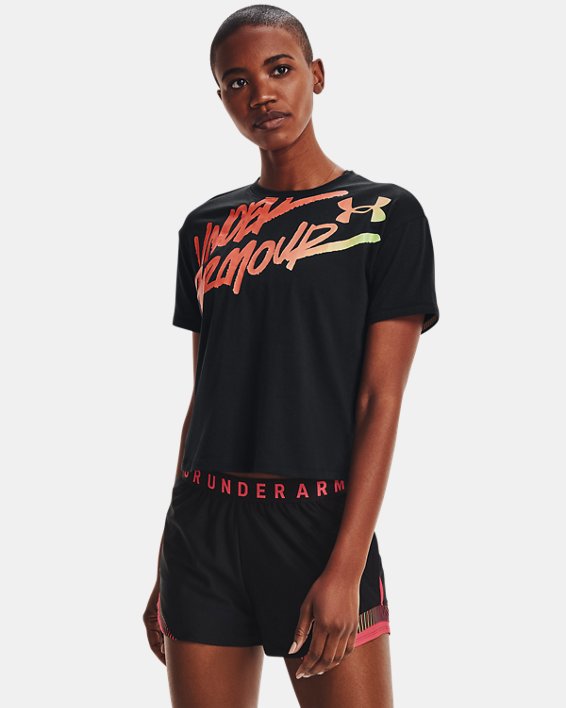 Under Armour UA Chroma Graphic T-Shirt Løbe T-shirt Dame Sort | ZR5PLTBonrv