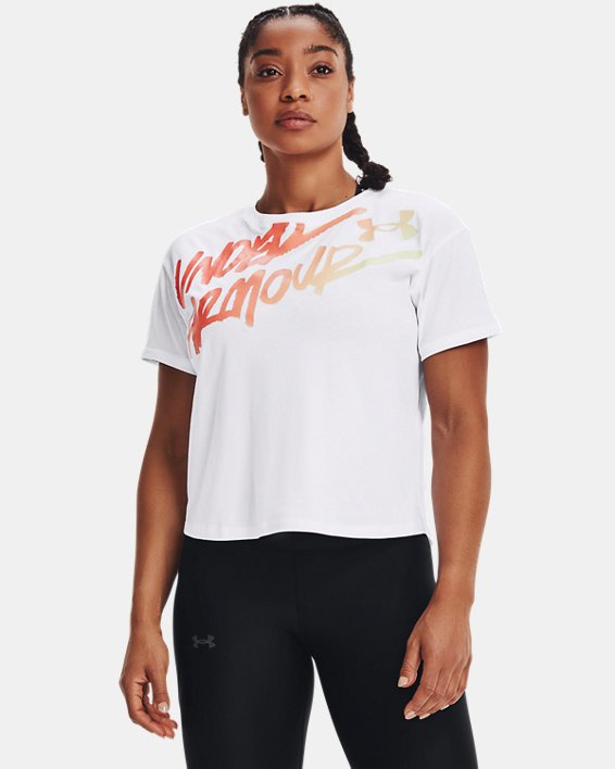 Under Armour UA Chroma Graphic T-Shirt Løbe T-shirt Dame Hvide | qvvQGz6PPik