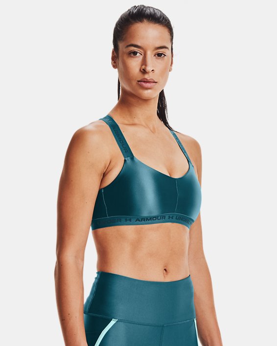 Under Armour UA Crossback Low Shine Sports Bh Dame Blå / Mørkeblå | zTovVKSapKK