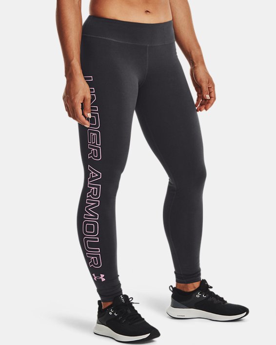 Under Armour UA Favorite Wordmark Leggings Dame Grå / Lilla Lyserød | Yh4w2BPJ6Pg