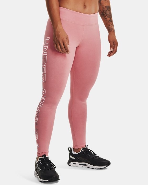 Under Armour UA Favorite Wordmark Leggings Dame Lyserød / Hvide | Z5wUfSBGLUe