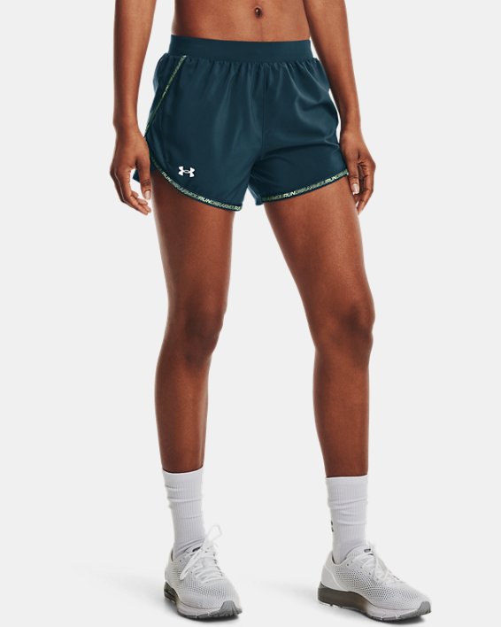 Under Armour UA Fly-By 2.0 Brand Shorts Dame Blå / Lyseturkis | hcMkYZTU21n