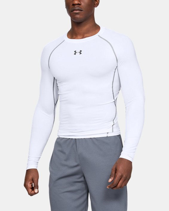 Under Armour UA HeatGear® Armour Compression Shirt Løbetøj Herre Hvide / Dyb Grå | LJMfgjU1yJq