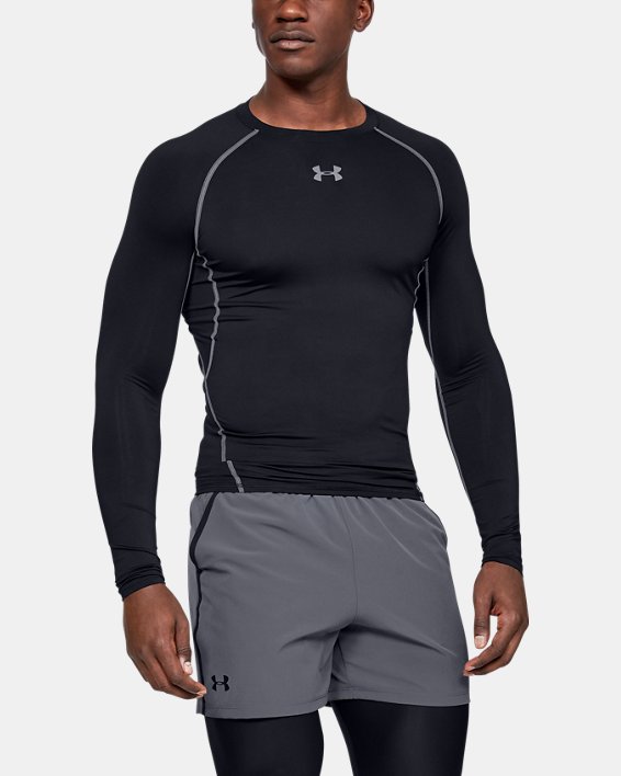 Under Armour UA HeatGear® Armour Compression Shirt Løbetøj Herre Sort / Grå | uc7LPEjgGkB