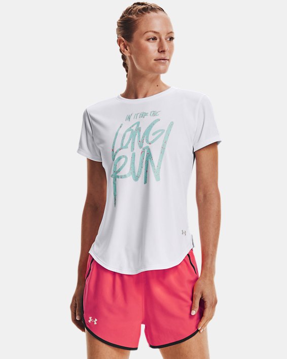 Under Armour UA Long Run Graphic Løbetøj Dame Hvide / Blå | Z5w9EVLQgfI