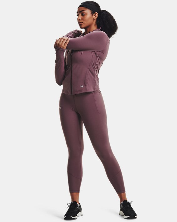 Under Armour UA Meridian Rib Waistband Ankle Leggings Dame Grå Lilla / Metal Sølv | ARgNCU2ainz