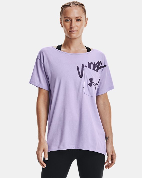 Under Armour UA Oversized Wordmark Graphic T-Shirt Løbetøj Dame Lilla / Lilla | Uc7MuO1moA9