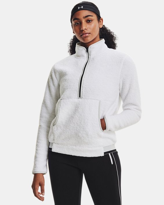 Under Armour UA Pile ½ Zip Sweatshirt Dame Hvide / Grå | TxkvRy8l1Xn