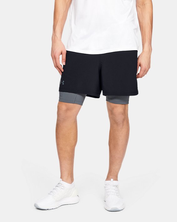 Under Armour UA Qualifier 2-in-1 Shorts Herre Sort / Grå | RNV5oYc2hQe