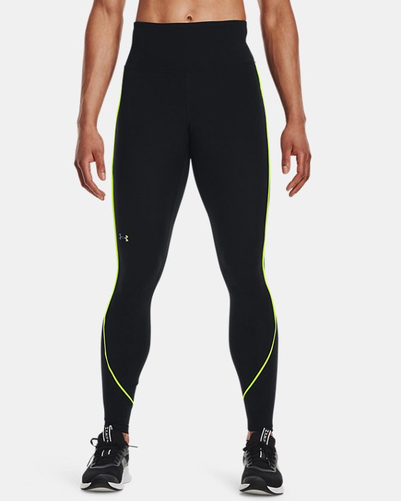 Under Armour UA RUSH™ HeatGear® No-Slip Waistband Pocket Full-Length Leggings Dame Sort / Gul | hpik
