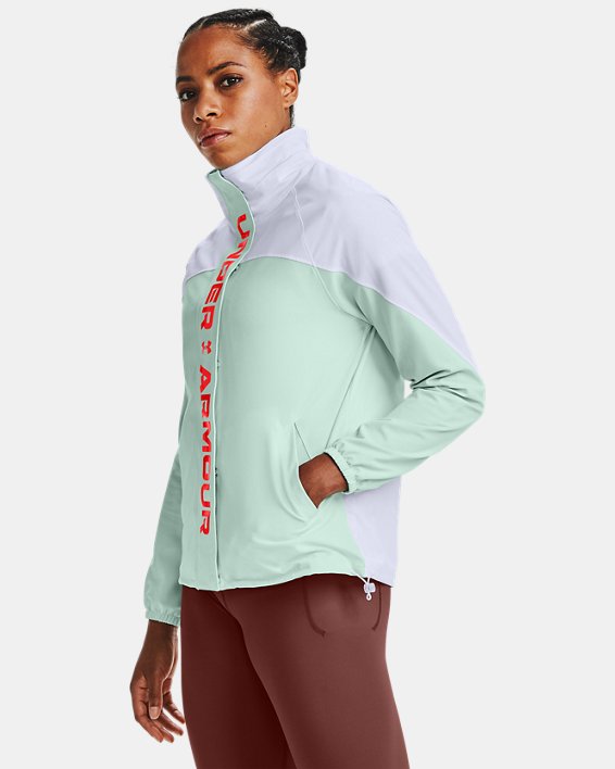 Under Armour UA RUSH™ Woven CB Sweatshirt Dame Hvide / Blå | fUL33vDOAat