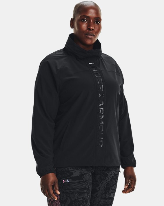 Under Armour UA RUSH™ Woven Full-Zip Sweatshirt Dame Sort | PWL4buaHtJH