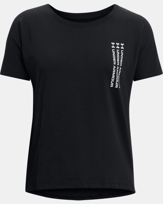 Under Armour UA Repeat Wordmark Graphic T-Shirt Løbetøj Dame Sort / Hvide | J5SBlg2yTbf