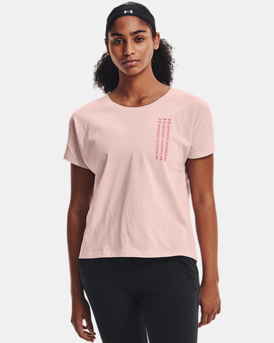 Under Armour UA Repeat Wordmark Graphic T-Shirt Løbetøj Dame Lyserød / Lyserød | SfXTCH7YEu7