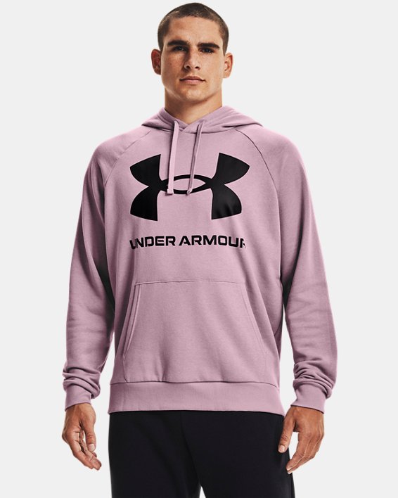 Under Armour UA Rival Fleece Big Logo Hættetrøje Herre Lilla Lyserød / Sort | AiaNiHIpgg1