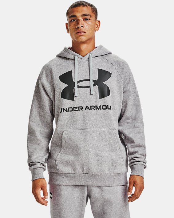 Under Armour UA Rival Fleece Big Logo Hættetrøje Herre Grå Sort | LlALOAOvPxr