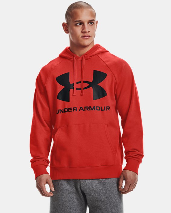 Under Armour UA Rival Fleece Big Logo Hættetrøje Herre Rød / Sort | PsnibJCeoHB