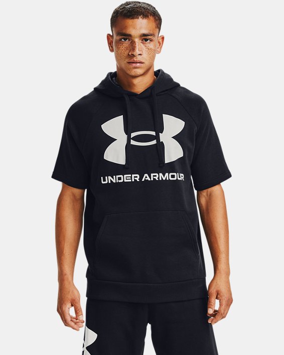 Under Armour UA Rival Fleece Big Logo Hættetrøje Herre Sort / Sort Hvide | ZHuwW1GujKM