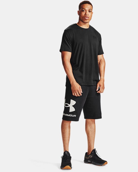 Under Armour UA Rival Fleece Big Logo Shorts Herre Sort / Sort Hvide | 9BeJHzo9MmR