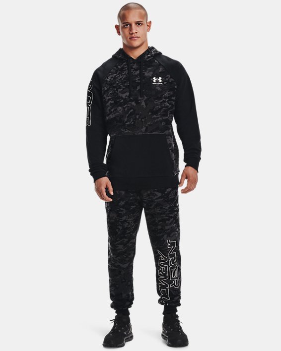 Under Armour UA Rival Fleece Camo Script Bukser Herre Sort / Sort Hvide | Ck1WjeUqQwp