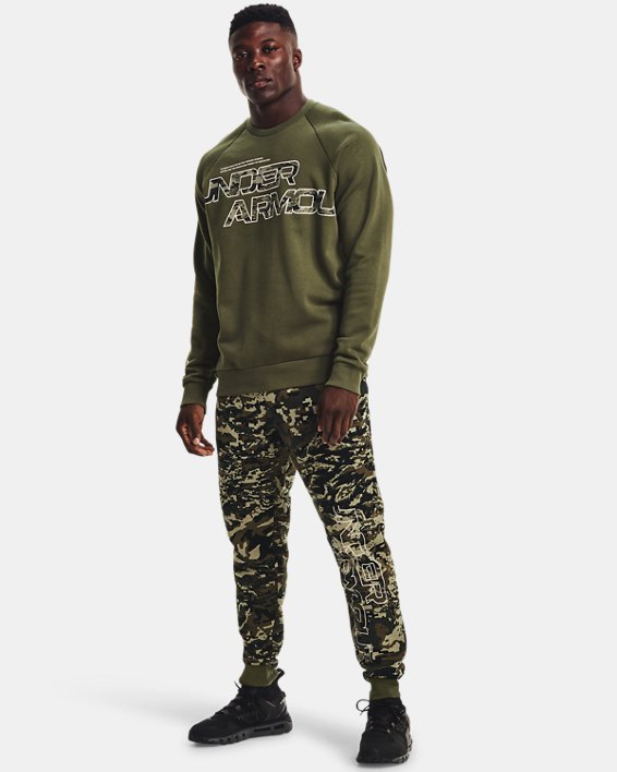 Under Armour UA Rival Fleece Camo Script Bukser Herre Blå Grøn / Sort Hvide | ExhdoB6Wfl3